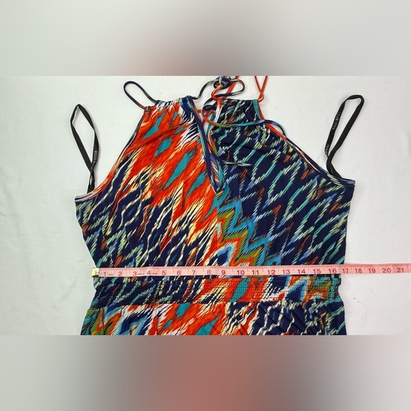 BISOU BISOU Long Maxi Sleeveless Halter Dress Multi Color Size 14 - Picture 8 of 9